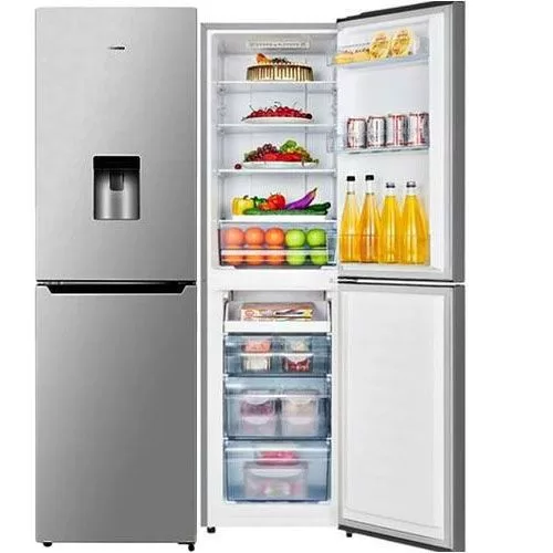 Hisense 341L Fridge RB341D4WGU; (Net 262L: Fridge 196L + Freezer 66L) Double Door Defrost Refrigerator With Water Dispenser – Silver