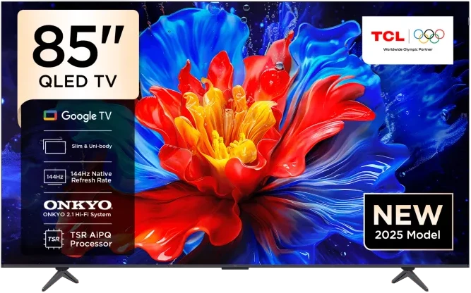 TCL 85 Inch 4K QLED HDR Smart Google TV, 85P8K, (2025 Model).