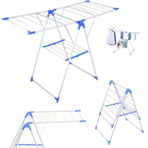 Heavy Duty Foldable Clothes Drying Rack with Adjustable Wings