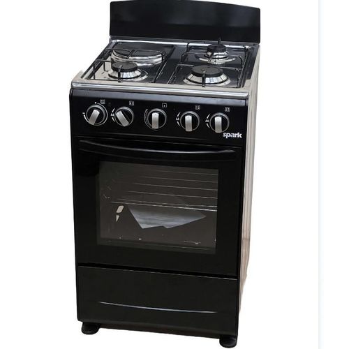 SPARK 50X50cm 3 Gas Burner and 1 Electric Hotplate With Gas Cooker - Black